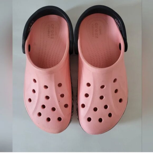 Crocs Bayaband Pink and Black Daisy Slip On Clogs Women's Size 10 - Picture 2 of 4